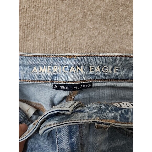 American Eagle Super High Rise Jegging Jeans Womens 8 Long 360 Next Level Cuffed - Picture 7 of 10